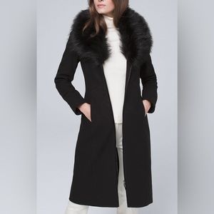 WHBM Black winter jacket with removable fur trim